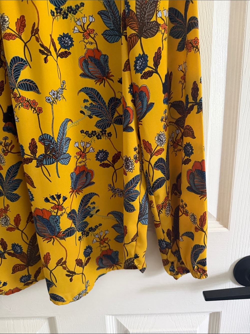 LOFT Yellow Floral Ruffled Long-Sleeve Blouse - Picture 6 of 11